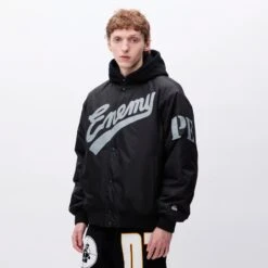 Neighborhood X Public Enemy X Majestic Mens Baseball Jacket 7 Neighborhood X Public Enemy X Majestic Mens Baseball Jacket -The North Face || Air Jordan || Drole de Monsieur Sales Shop 232FAMSN JKM01 BLK 3