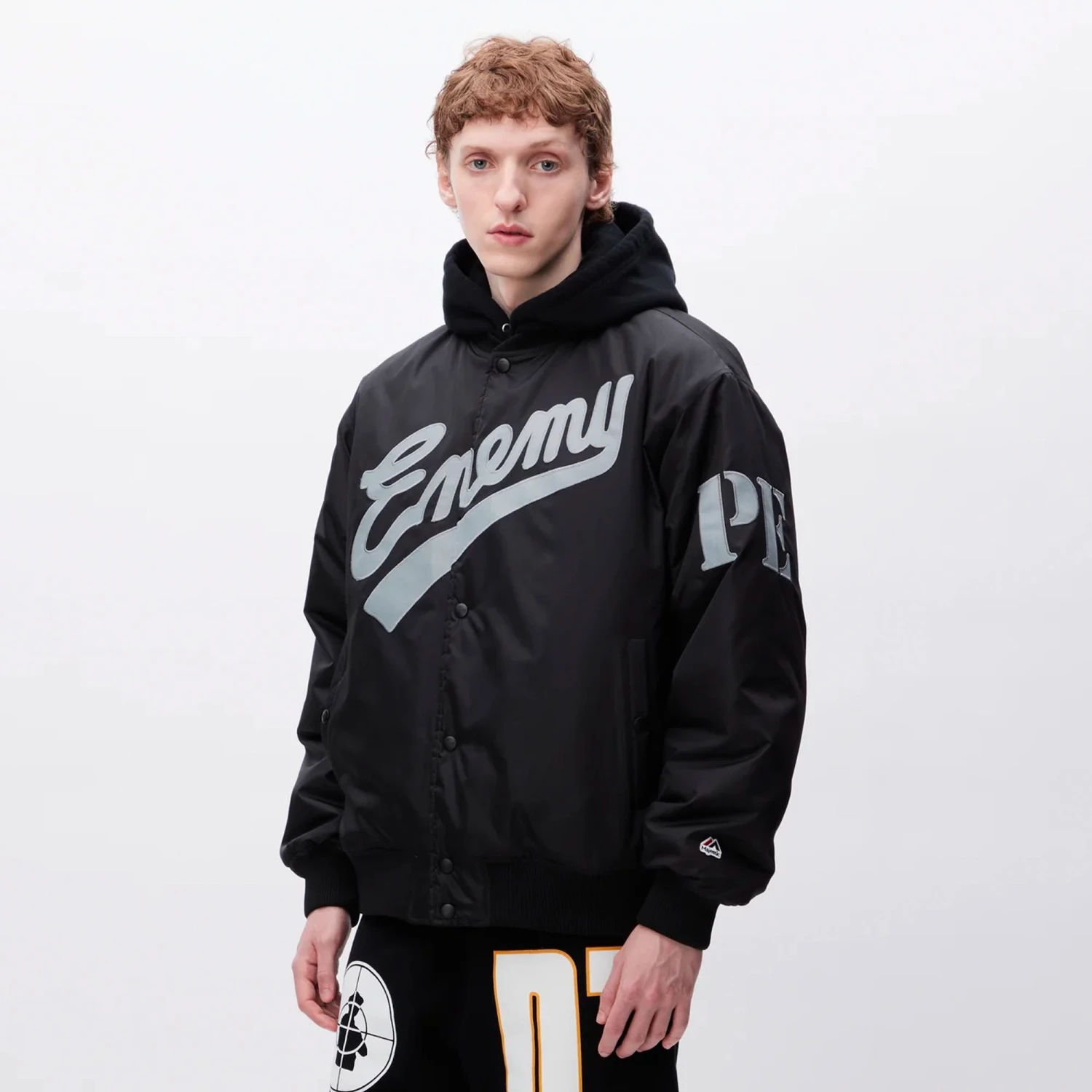 Neighborhood X Public Enemy X Majestic Mens Baseball Jacket 4 Neighborhood X Public Enemy X Majestic Mens Baseball Jacket - Image 2