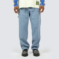 Pleasures Mens Washy Double Knee Work Pants -The North Face || Air Jordan || Drole de Monsieur Sales Shop P23F008 BLUE 2