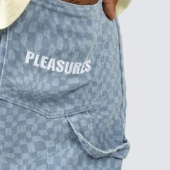 Pleasures Mens Washy Double Knee Work Pants -The North Face || Air Jordan || Drole de Monsieur Sales Shop P23F008 BLUE 4