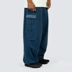 Pleasures Mens Visitor Wide Fit Cargo Pants -The North Face || Air Jordan || Drole de Monsieur Sales Shop P23F012 NAVY 3