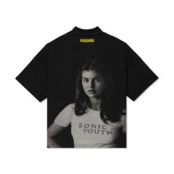 Pleasures X Sonic Youth Mens Funky Donkey Boxy Polo Shirt -The North Face || Air Jordan || Drole de Monsieur Sales Shop P23SY005 BLACK 2